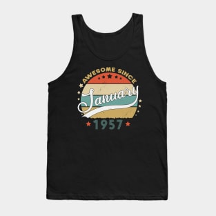Awesome Since january 1957 Birthday Retro Sunset Vintage Funny Gift For Birthday Tank Top